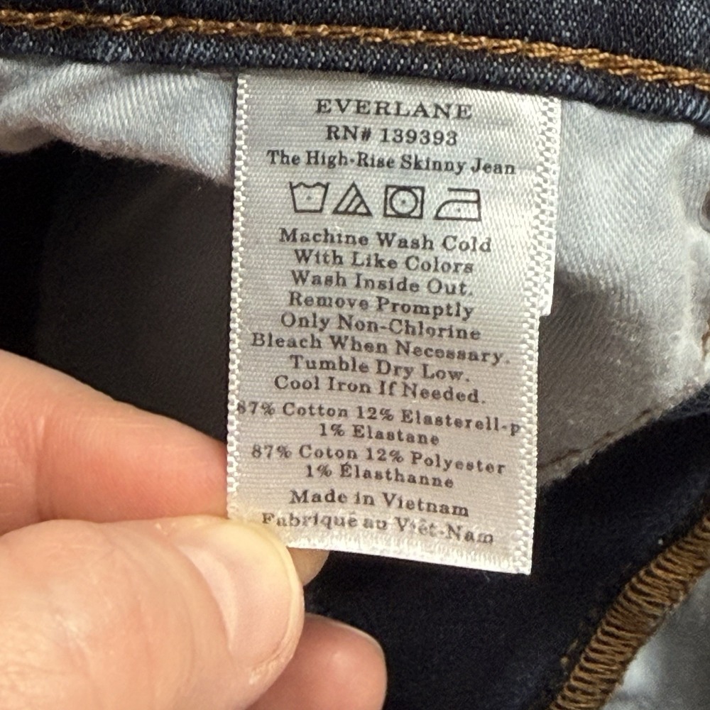 Everlane The High Rise Skinny Jeans Women's Size 29 (29x27) Blue Denim Dark Wash - Picture 8 of 13